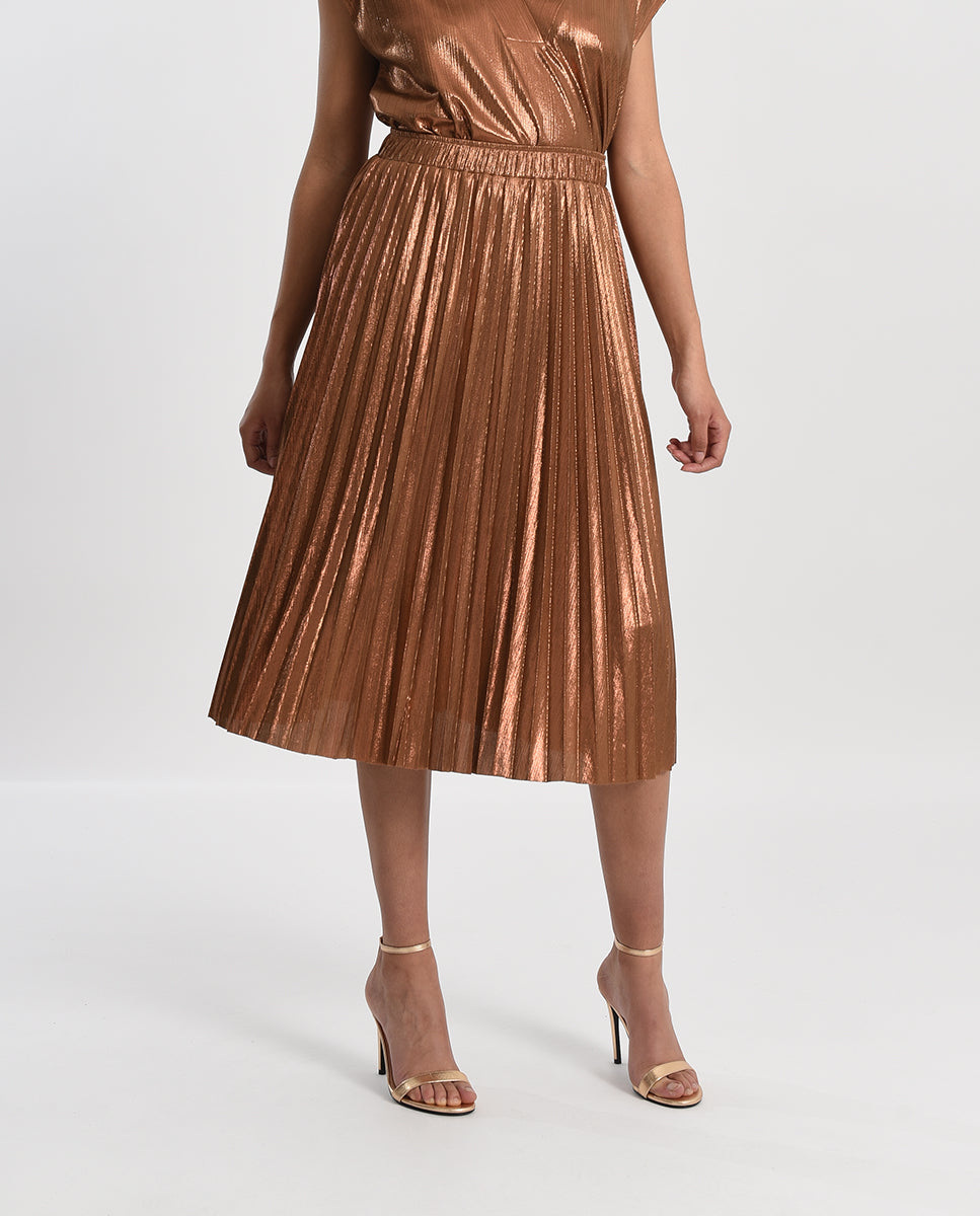 Copper Pleated Skirt