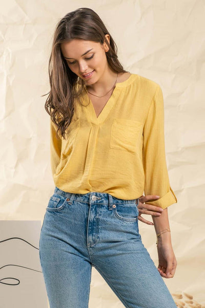 Jaclyn Button Back Top - Honey