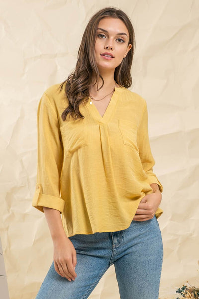 Jaclyn Button Back Top - Honey