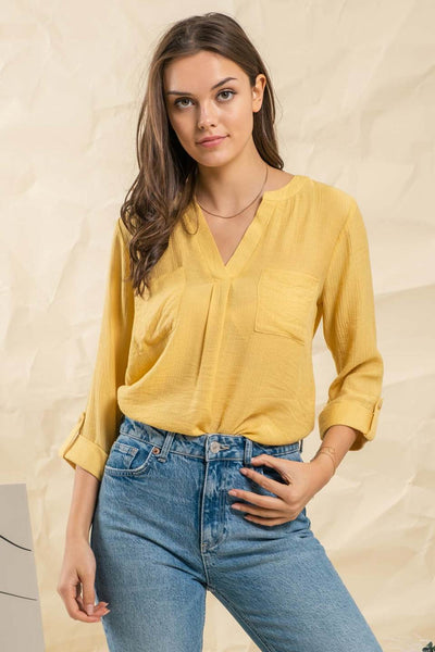 Jaclyn Button Back Top - Honey