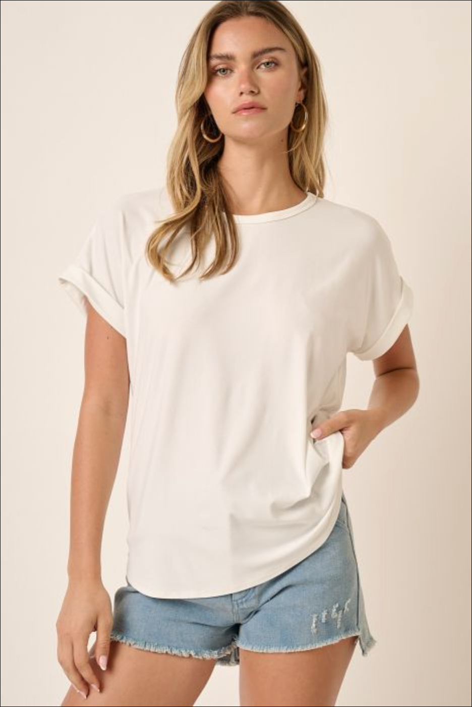 Dolman Short Sleeve Top - Ivory