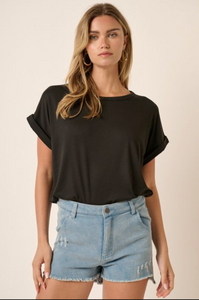 Dolman Short Sleeve Top - Black