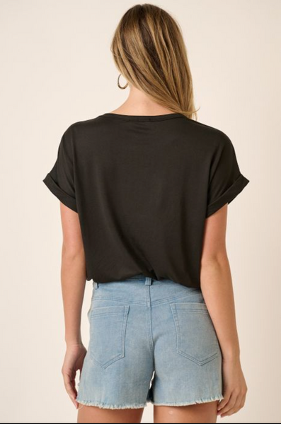 Dolman Short Sleeve Top - Black