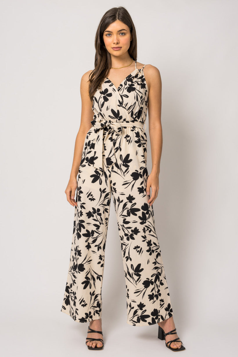 Black & Ivory Floral Jumpsuit