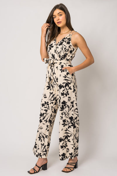 Black & Ivory Floral Jumpsuit