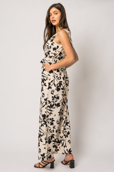 Black & Ivory Floral Jumpsuit