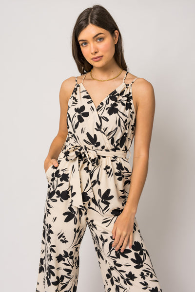 Black & Ivory Floral Jumpsuit