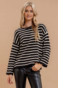 Hannah Black + Ivory Striped Sweater