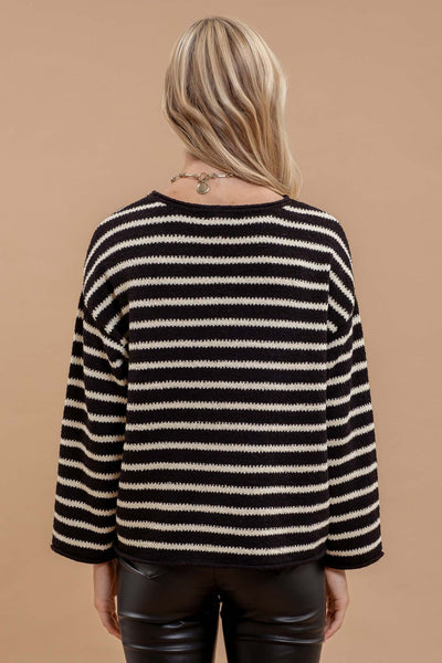 Hannah Black + Ivory Striped Sweater