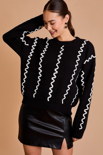 Black & White Rick Rack Sweater