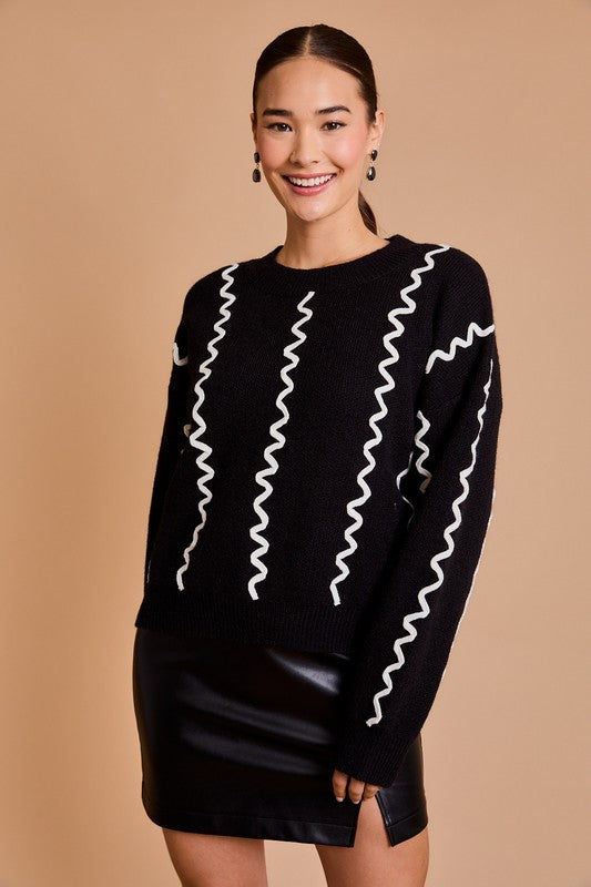 Black & White Rick Rack Sweater