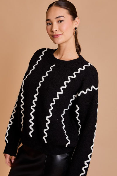 Black & White Rick Rack Sweater