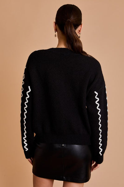 Black & White Rick Rack Sweater