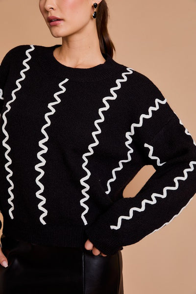 Black & White Rick Rack Sweater