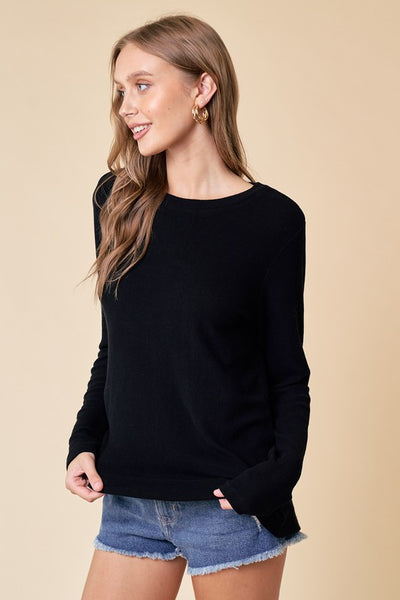 Payton Brushed Knit Pullover - Black