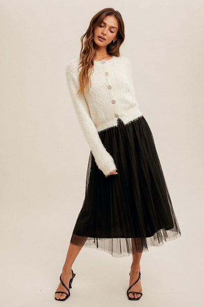 Black Tulle Midi Skirt