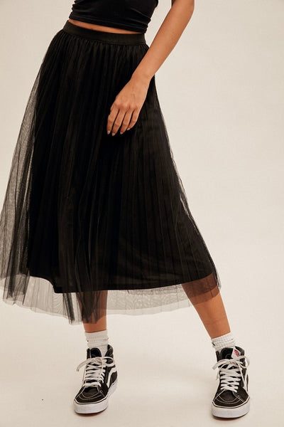 Black Tulle Midi Skirt