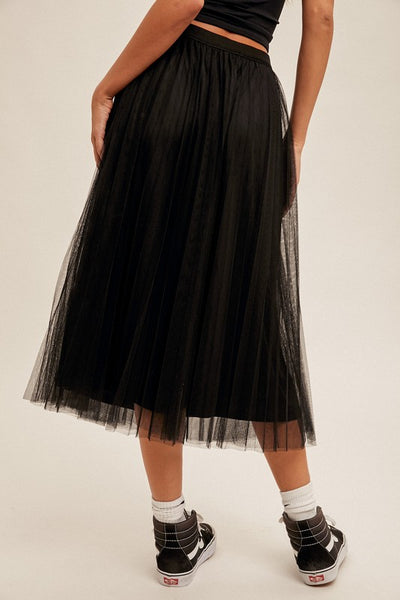 Black Tulle Midi Skirt