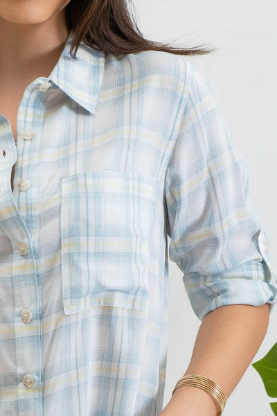 Blue Plaid Button-Up