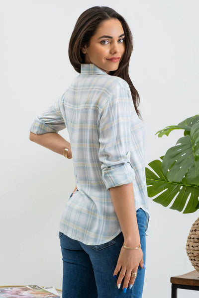 Blue Plaid Button-Up