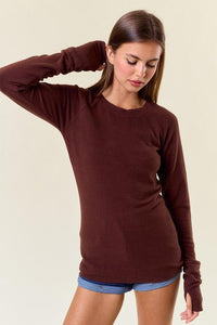 Tessa Brushed Knit Pullover - Cocoa