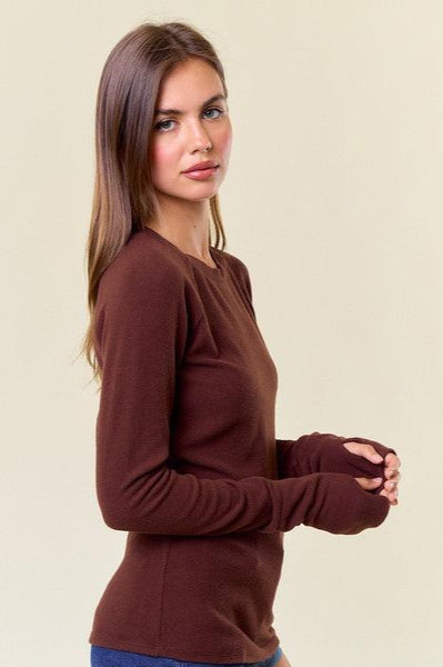 Tessa Brushed Knit Pullover - Cocoa