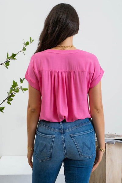 Bianca Button Front Top - Fuchsia