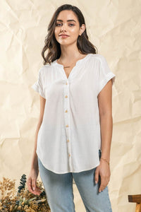 Bianca Button Front Top - White