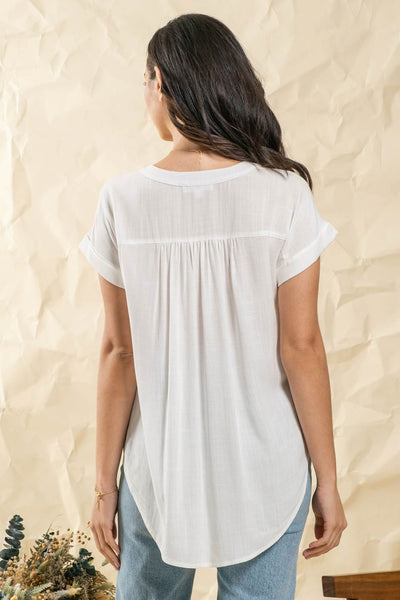 Bianca Button Front Top - White