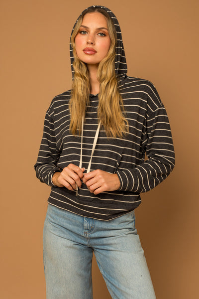 Charcoal Striped Hoodie Pullover