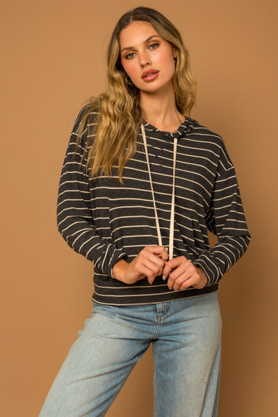 Charcoal Striped Hoodie Pullover