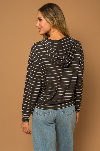 Charcoal Striped Hoodie Pullover