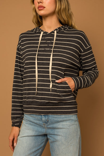 Charcoal Striped Hoodie Pullover