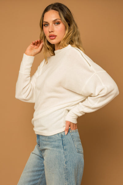 Ivory Zip Shoulder Sweater