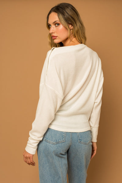 Ivory Zip Shoulder Sweater