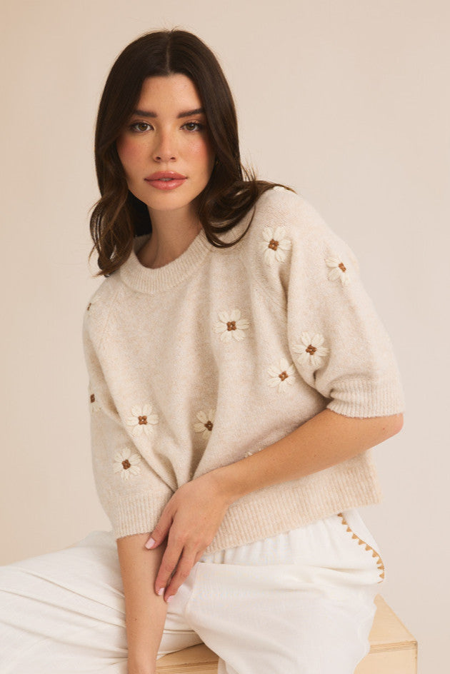 Embroidered Flower Sweater