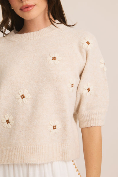 Embroidered Flower Sweater