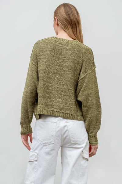 Mia Exposed Seam Pullover - Green