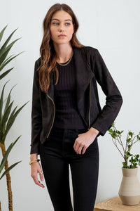 Faux Suede Moto Jacket