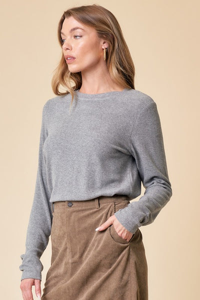 Payton Brushed Knit Pullover - Heather Grey