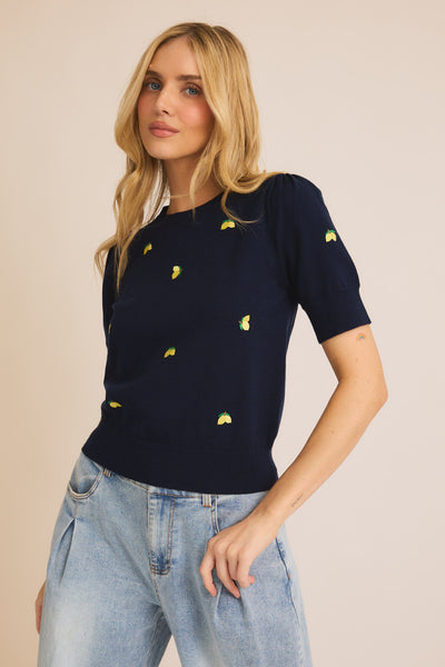 Little Lemons Embroidered Sweater