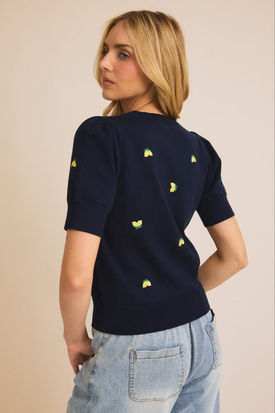 Little Lemons Embroidered Sweater