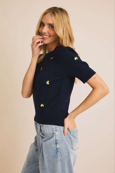 Little Lemons Embroidered Sweater