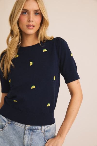 Little Lemons Embroidered Sweater