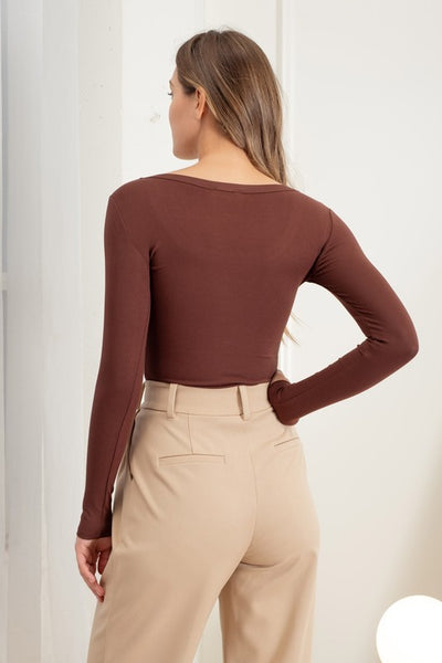 Brita Ballet Neck Top - Cocoa