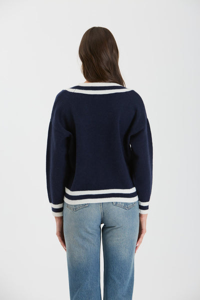 Lexi Navy Knit Pullover