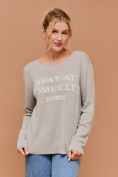 "Stay at Home Club" Lightweight Sweater