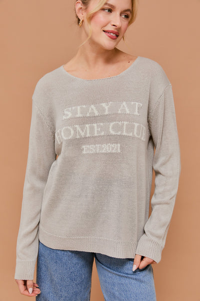 "Stay at Home Club" Lightweight Sweater