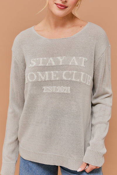 "Stay at Home Club" Lightweight Sweater