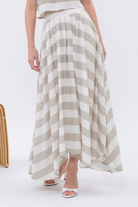 Striped Midi Skirt - Olive